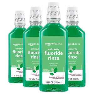 4-Pack 18oz Amazon Basics Anticavity Fluoride Alcohol Free Mint Rinse