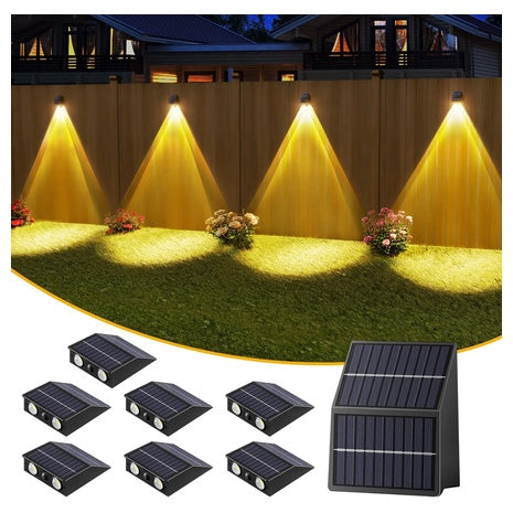 8-Pack OUTTUO Outdoor Waterproof Fence Lights With Dual Solar Panels (Black)