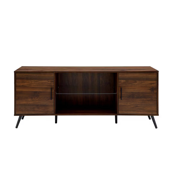 Walker Edison 60'' Saxon Mid Century Modern Glass Shelf TV Stand For TVs Up To 65''
