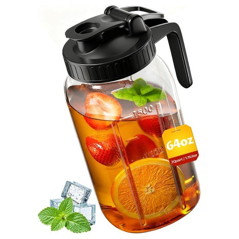 64oz Glass Mason Jar Pitcher with Lid