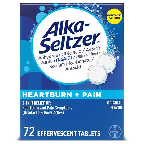 72 Alka-Seltzer Heartburn + Pain Tablets