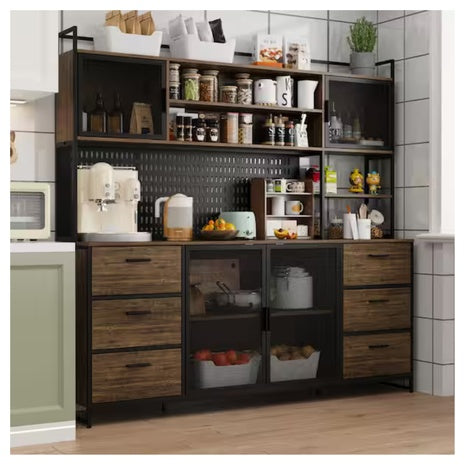 FUFU&GAGA Wood 70.9" W Buffet Sideboard Kitchen Pantry Cabinet