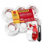6 Rolls Heavy Duty Packing Tape with Dispenser and Utility Knife