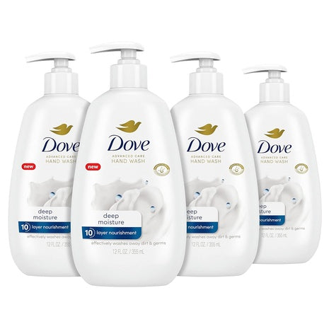 4 Bottles Dove Advanced Care Deep Moisture Hand Soap