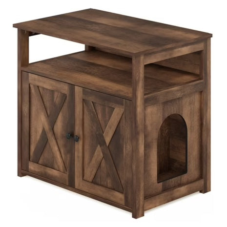 Furinno Peli Farmhouse Cat Litter Cabinet Storage With 2 Doors