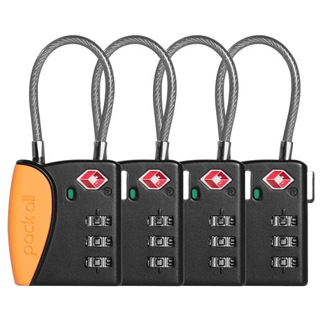 4-Pack TSA Approved Cable Luggage Locks (2 Colors)