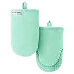 2-Pack Heat Resistant Soft Silicone Grip Gourmet Series Mini Oven Mitts