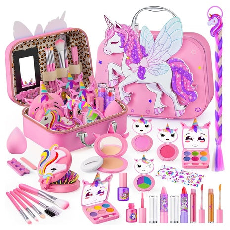 Kids Makeup Kit with Flying Horse Storage Case