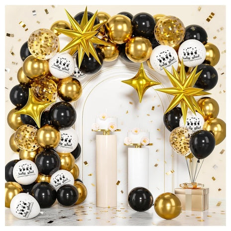 50-Piece Black & Gold Graduation Balloons Kit