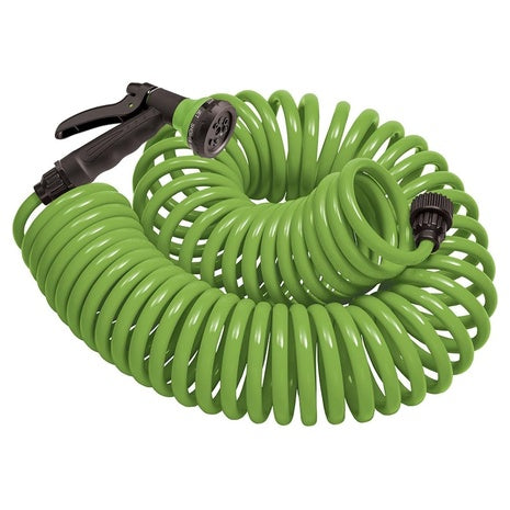 50ft Orbit Coil Garden Hose With Nozzle