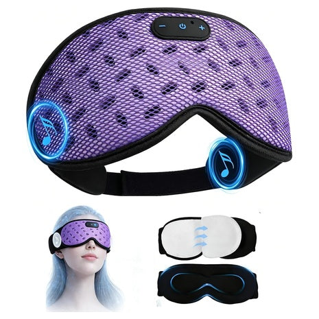 LC-dolida 3D Blackout Sleep Mask W/ Bluetooth 5.4 Headphones (Purple)