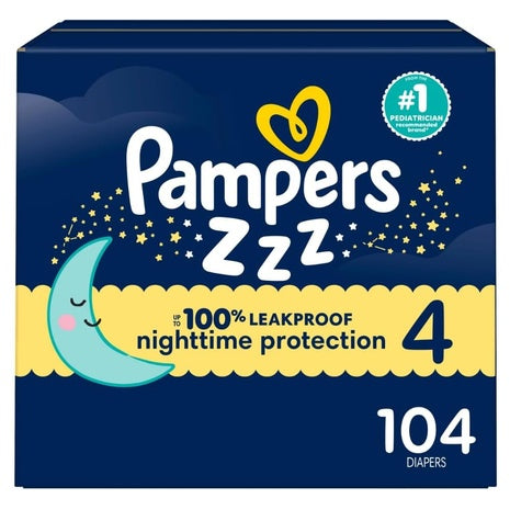 104 Size 4 Pampers ZZZ Overnight Diapers