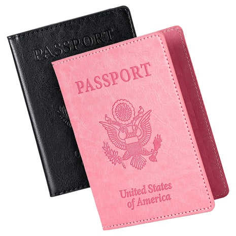 2 Pcs PU Leather Ultra Slim Passport Holders