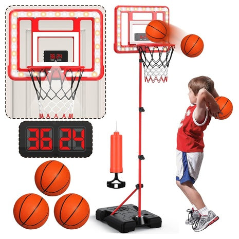2-in-1 Adjustable Kids Basketball Hoop with Scoreboard
