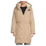 Levi's Women's Diamond Quilted Shearling Faux-Fur Trimmed Longline Coat