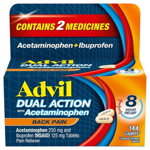 144 Advil Dual Action Back Pain Relief Caplets