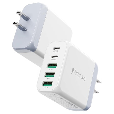 2-Pack 50W 5-Port Fast Wall Charger