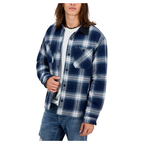 Sun + Stone Men's Rodgers Long-Sleeve Snap-Front Plaid Shirt Jacket (2 Colors)