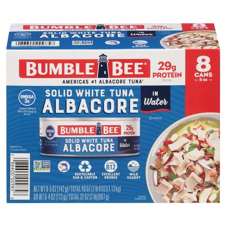 8 Cans Bumble Bee Solid White Albacore Tuna in Water