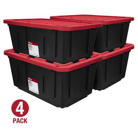 4-Pack Hyper Tough 27-Gallon Large Storage Bin w/ Snap-On Lid
