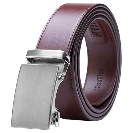 KissTies Genuine Solid Leather Ratchet Belt With Silver Buckle