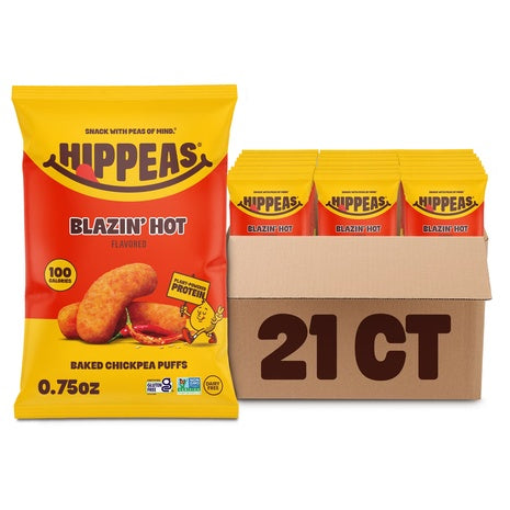 21 Bags HIPPEAS Blazin' Hot Chickpea Puffs