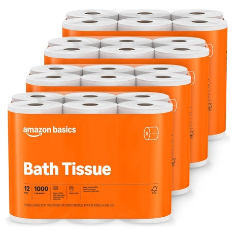 48 Rolls Amazon Basics 1-Ply Bath Tissue