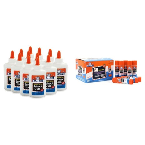 12-Pack Elmer’s School Glue + 30 Purple Glue Sticks