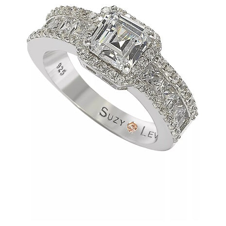 Suzy Levian Sterling Silver Cubic Zirconia Center Stone Ring