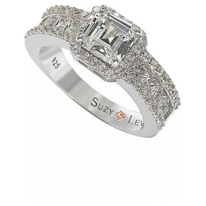 Suzy Levian Sterling Silver Cubic Zirconia Center Stone Ring