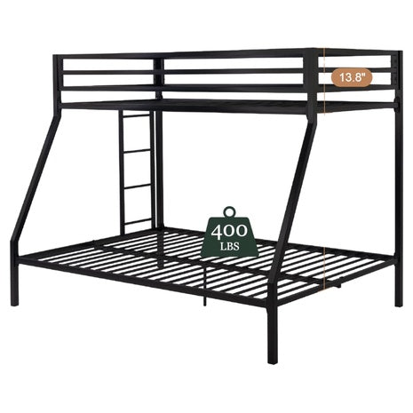 Amolife Twin Over Full Size Metal Bunk Bed W/ Removable Ladder