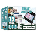 15-Pack Travel Vacuum Bags with Electric Pump