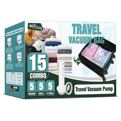 15-Pack Travel Vacuum Bags with Electric Pump