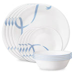 12-Piece Corelle Blue Ribbons Glass Dinnerware Set