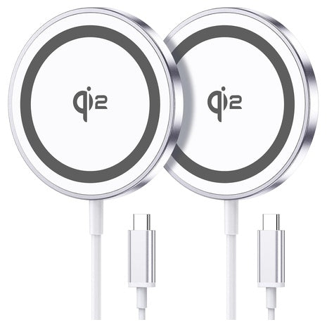 2 Pack Qi2 Certified 15W Magnetic Wireless Fast Charging Pad
