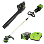 Greenworks Pro 80V Cordless Brushless String Trimmer + Leaf Blower Combo with Battery & Charger