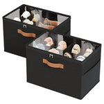 2-Pack Foldable Shoe Storage Box With Adjustable Dividers & Clear Cover