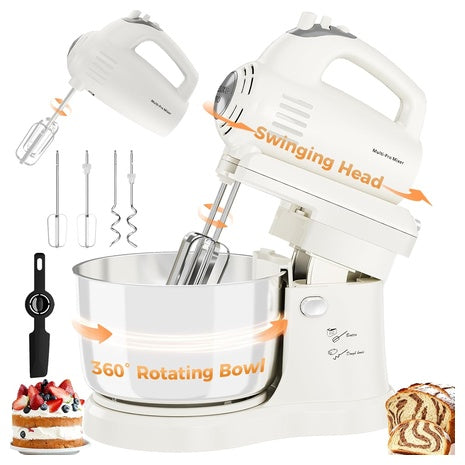 Electric Kitchen 3.2QT 2-in-1 Stand Mixer With Auto-Rotating Bowl