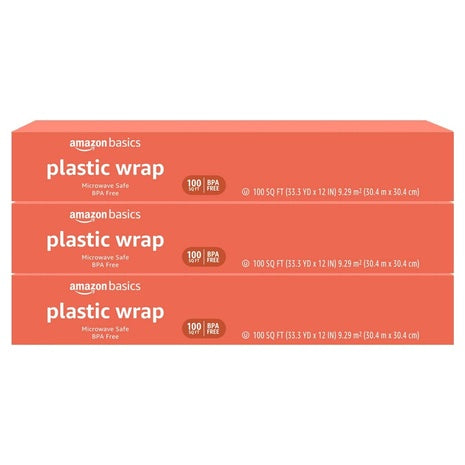 3 Packs Of 100 Sq Ft Amazon Basics Plastic Wrap