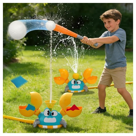 3-in-1 Crab Kids Water Sprinkler Toy with Toss & Batting Games