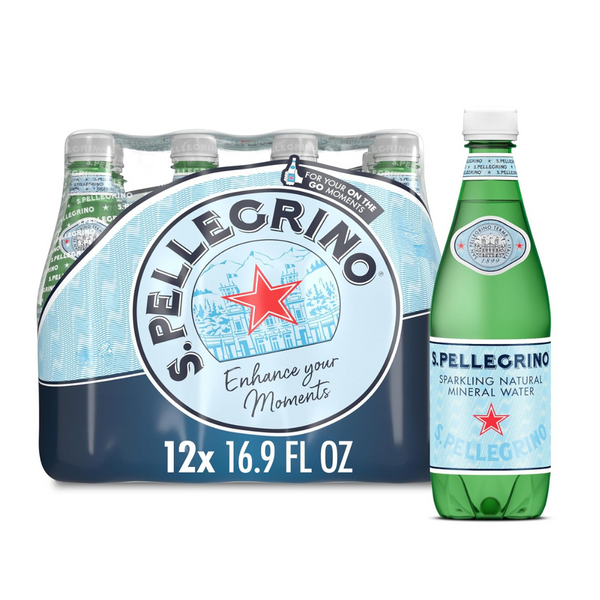 12 Bottles of S.Pellegrino Sparkling Natural Mineral Water