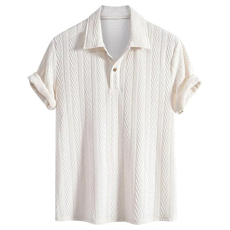 Men's Textured Short Sleeve Openwork Casual Golf T-Shirt