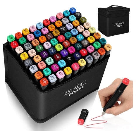 80 Color Dual Tip Alcohol Marker Set