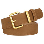 Women's Suede Faux Leather Belt With Gold Buckle