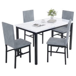 5-Piece White Faux Marble Pattern Dining Table Set (Various)