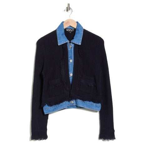 NVLT Denim Collar Cardigan