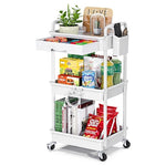 3-Tier Rolling Cart w/ Drawer & Wheel Locks