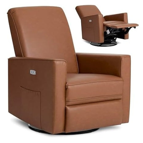 Evolur Harlow Upholstered Power Glider Recliner With USB Charging