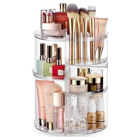 Rotating Makeup Organizer with Adjustable Shelves