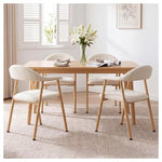 4-Set DUMOS Linen Fabric Upholstered Dining Chairs